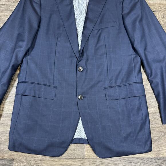 SUITSUPPLY Wool Vitale Barberis Blue Two Button Lazio Blazer Sz 42 Windowpane - Picture 3 of 16